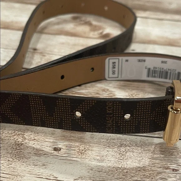 Michael Kors Brown‎ Monogram Belt with Gold Buckle NWT Retails $58 - Picture 4 of 6